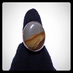 Vintage Owyhee Jasper Oval Cabochon Ring